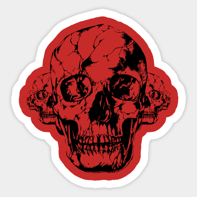 Scary Broken Skull - Halloween Sticker by malaqueen